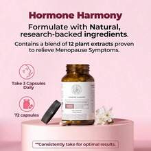 Hormone Harmony Supplement For Women – Natural Hormonal Balance Support |   Menopause & Perimenopause Wellness |   Helps With Hot Flashes & Mood |   72 Capsules - 1瓶 - 查看 3