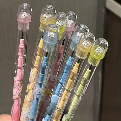 1/3/6/8/12支装免削蛋形自动铅笔 - 耐用塑料美术用品，适用于学校、办公室、家庭和旅行，书写和绘画干净利落，透明自动伸缩铅笔，可爱卡通设计，笔芯持久耐用，“书写伴侣”透明三节自动铅笔：马卡龙色，按压式伸缩，不易断芯，学生必备，便携式蛋形设计