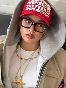 一副时尚方形镜框波西米亚风透明镜片眼镜，男女通用，适合电脑阅读/游戏/电视/手机使用 - 黑框 - 查看 4