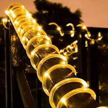Multi-Color Changing Solar LED Light Tube, Flexible Solar Powered String Lights, 8 Modes IPX4 Waterproof Auto Sensor, Suitable For Christmas, Halloween, Outdoor Garden Party Decor - Warm white light - View 2