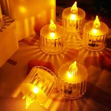 3/7/12pcs Crystal Appearance Flameless LED Candles, Flameless Candles, Battery Operated LED Tea Lights Suitable For Weddings, Holiday Parties, Centerpieces, Home Decor, Halloween, Christmas, Valentine's Day - Crystal Candle Light - View 7