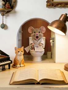 3D Broken Wall Mouse Hole Wall Stickers, Funny Bathroom Mouse Reading Newspaper Wall Decals, Peel And Stick Removable Wall Art For Toilet Kids Room Decor - BHLSD-15023 - View 3