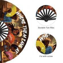 2Pack Where Them Fans At Clack Fan Line Dance Popping Fans Hand Fan Foldable Large Festival Hand Folding Fans 26In - Marrón2 - Ver 7