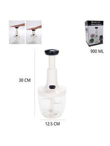1 Manual Push-Button Food Chopper, 900ml Capacity, Garlic And Onion Crusher, Fast Vegetable Cutter, Meat Grinder, Kitchen Tool, No Electricity Required. - Black and White - View 8