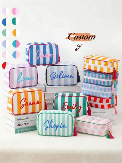 1pc Customized Name Cosmetic Bag/Storage Bag/Toiletry Bag, Lightweight Large Capacity, Versatile Use, Ideal Gift For Girlfriend, Family, Classmates, Sisters, Suitable For Business Travel, Vacation, Bridesmaid Gift, Cosmetic Bag, Personalized Gift, Bridesmaid Proposal Gift, Bachelorette Party Gift, Newlywed Bridal Party Favor, Showcasing An Elegant Lifestyle And Artistic Flair
