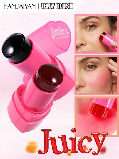 HANDAIYAN Heart-Shaped Jelly Blush Stick - Long-Lasting Color, Moisturizing, Contouring & Brightening, Evens Skin Tone, 2-In-1 Lip & Cheek Blush, Rosy Girly Vibe, Suitable For Beach Trips, Camping, Outdoor Activities, School/Campus Tours And Holiday Celebrations - Unleash Colorful Charm And Ambiance! Makeup Cosmetics For Women, Ideal For Winter/Spring, Suitable As Birthday/Valentine's Day/Mother's Day Gift, Essential For Festive Parties, Best Color Choices