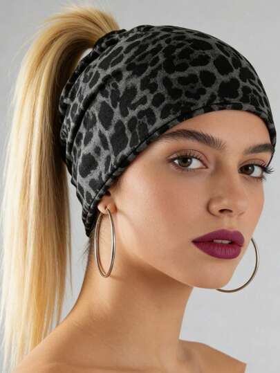 1顶个性化豹纹薄款休闲针织帽，时尚女帽，柔软透气运动降温帽，沙滩公园日常针织帽，适合春、夏、秋季佩戴，时尚街头风配饰，完美搭配日常/街头穿搭风格