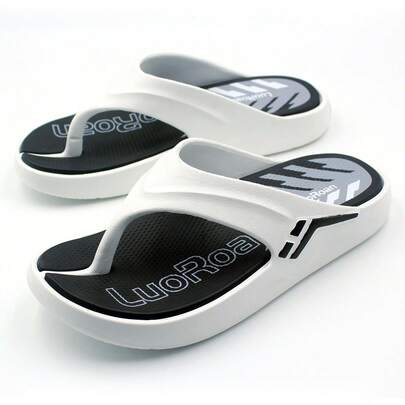 Dual Letter Plaid Casual Basic EVA (Ethylene-Vinyl Acetate Copolymer) Geometric Pattern Letter Slippers, Indoor & Outdoor, Summer