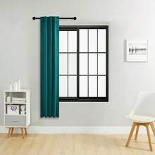 单片装或双片装可选尺寸/系带式窗帘/杆袋式窗帘/可使用夹子/遮光窗帘套装/纯色隔热遮光窗帘/适用于客厅、办公室、家庭、卧室，短款可用作厨房窗帘 - 薄荷藍 - 查看 34