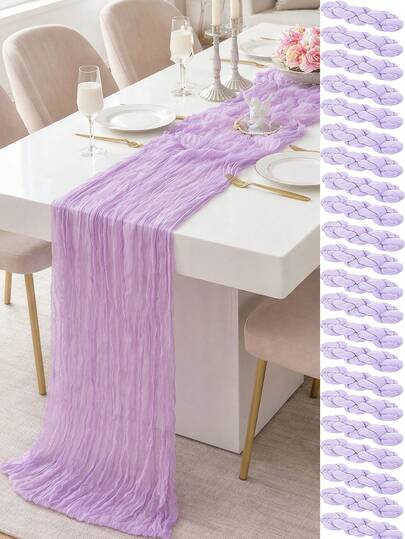 Lilac Purple Lavender Cheesecloth Table Runner Boho Rustic Gauze Cheese Cloth Runner For Wedding Party Baby Shower Birthday Home Decor Holiday Decorations