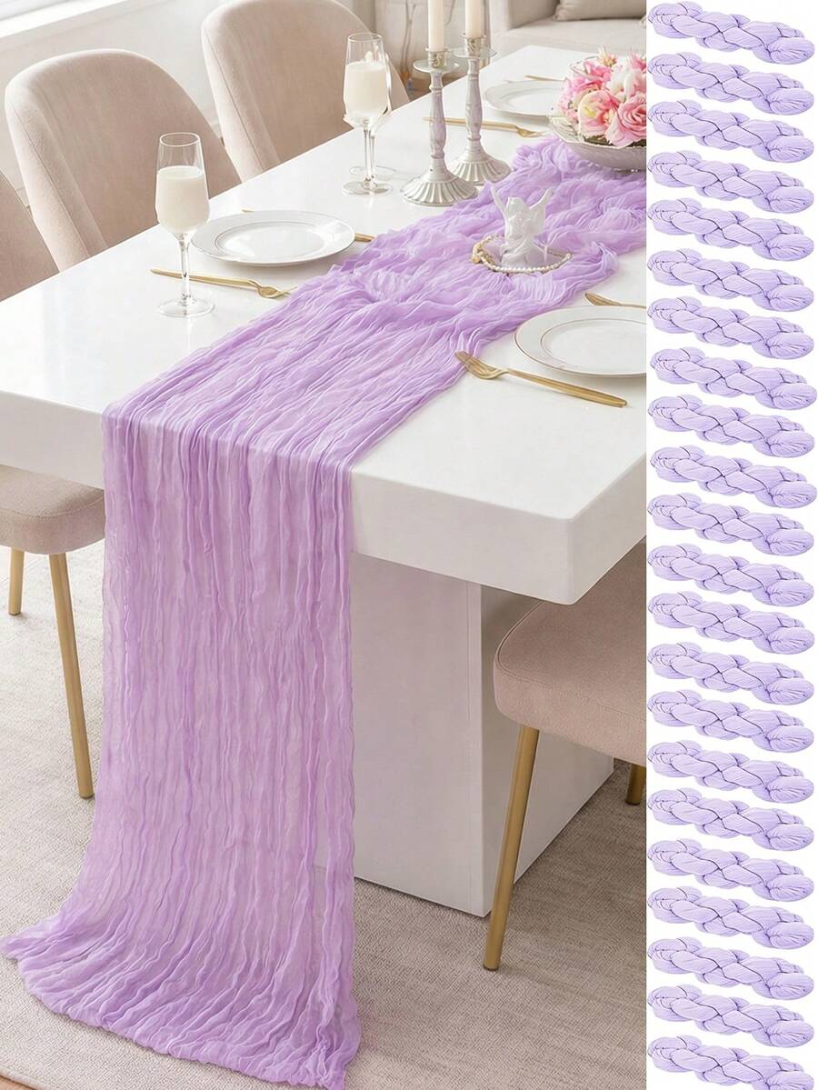 Lilac Purple Lavender Cheesecloth Table Runner Boho Rustic Gauze Cheese Cloth Runner ,For Weddings,Wedding Decor,Room Decor,Home Decor,Kitchen Deccor,Party Decor,Can Be Used As Chair Back Ties, Festivals, Engagement And Other Occasions