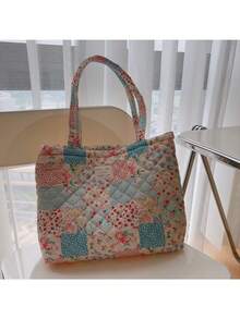 Túi đựng mỹ phẩm, túi vệ sinh cá nhân, túi xách cỡ lớn, túi cho mẹ và bé, phong cách retro nhỏ nhắn, họa tiết hoa, có lớp đệm. - Nhiều màu - Xem 7