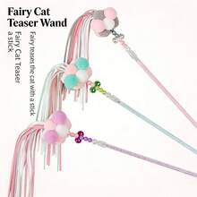 Plush Cat Teaser Wand Toy, Acrylic Cat Fairy Wand Toy, Pet Cat Toys - Multicolor - View 3