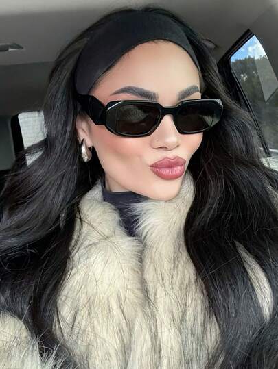 1副几何多边形复古时尚不对称大框百搭女士眼镜，适合旅行、度假、海滩等场合佩戴