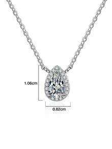 1 chiếc dây chuyền bạc 925 cao cấp đính đá Moissanite hình giọt nước 1 carat 5x8mm, thích hợp cho nữ giới đeo hàng ngày, dự tiệc, đi nghỉ mát, sinh nhật, kỷ niệm ngày cưới, làm quà tặng trang sức cho nữ, quà tặng ngày Valentine. - Bạc - Xem 3