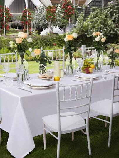 1 chiếc khăn trải bàn phủ satin, khăn trải bàn satin bóng, trang trí bàn ăn tiệc cưới, khăn trải bàn màu trơn