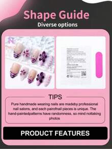 Vintage Amber Acrylic Press On Nails With Gold Cross & Floral Decor, Short Square False Nails - Pink - View 10