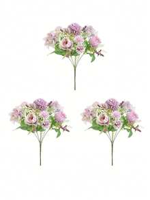 1pc/3pcs Artificial Peony, Hydrangea, Mixed Flowers, Silk Fabric, Rose Buds, Suitable For Birthday Party, Celebration, Decoration, Wedding Bouquet, Bridal Bouquet, Home Decor, Restaurant, Bedroom, Windowsill, Vase Filler, Valentine's Day Gift, New Year Decoration, Outdoor Garden, Back To School - Multicolor - View 13