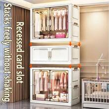 No Installation Required. Adult Wardrobe, Simple Children's Storage Cabinet, Plastic Folding Wardrobe For Rental House. - 混色 - 查看 9