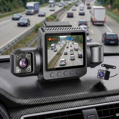 Camera hành trình IPS HD 4 kênh với góc nhìn rộng 170°, chống ánh sáng xanh, tầm nhìn ban đêm, ghi hình liên tục và giám sát đỗ xe 24 giờ (pin 150mAh)