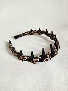 1件新款豹纹休闲时尚派对可爱性感街头优雅女士发箍，百搭经典四季女孩发饰 - 豹紋 - 查看 6