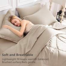 King Size Comforter Set Wheat - 7 Pieces Bed in a Bag King Luxury Soft Bed Set for All Seasons Bedding Set with Down Alternative Comforter Sheets Pillowcases and Shams - Trigo - Ver 4