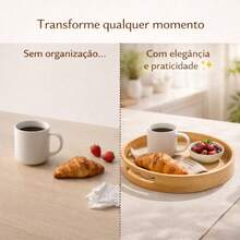 Round Bamboo Tray With Handles | Serving Breakfast, Fruits And Desserts | Elegant Design | Room Decor - 竹子 - 查看 9