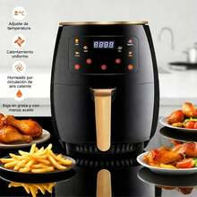 Freidora de Aire Inteligente Multifuncional de 1 pieza - Capacidad de 6L, Horneado de Alta Temperatura a 200°, Cesta de Freír Extraíble, Pantalla Digital y Temporizador, Cocina sin Grasa y sin Aceite, Adecuada para Pizza, Camarones, Bistec, Pollo Frito - Tipo de Enchufe A USA (110-127V) - Ver 4