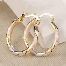 1 Pair Fashionable Colorful Round Earrings, Creative Versatile Earrings Gift For Women - Gold - View 13