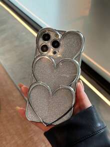 镀金爱心图案苹果13 Pro Max手机壳，兼容苹果11，保护套 - 無色 - 查看 4