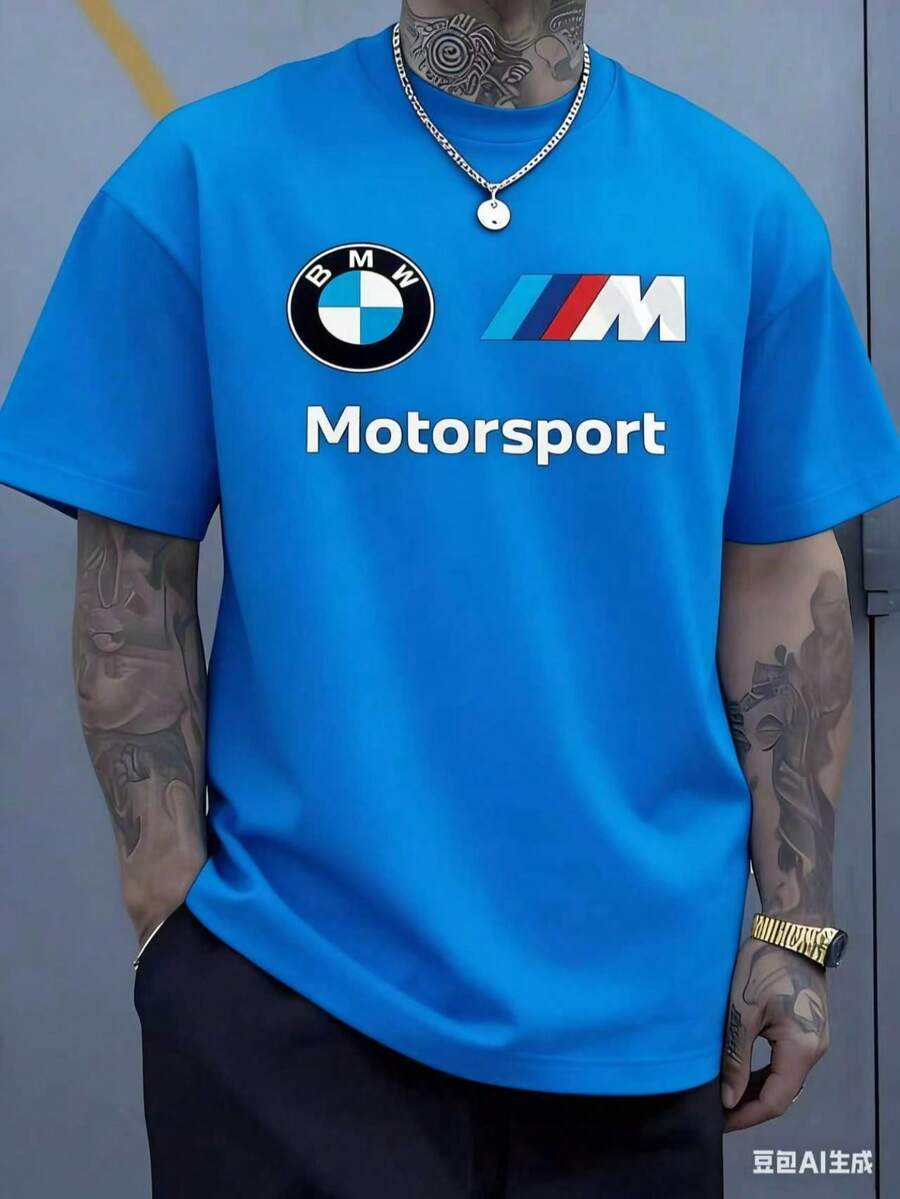 Iconic  Roundel Emblem Representing Precision Automotive Engineering And M Motorsport Logo Signifying High Performance Racing 220g Tshirt - Blue - View 1