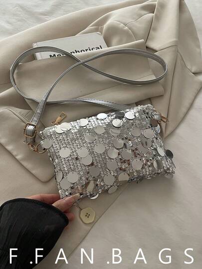 Túi đeo vai kiểu phong bì đính sequin thời trang, túi xách sành điệu dành cho nữ.
