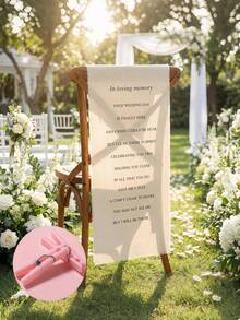2pcs "In Loving Memory" Memorial Wedding Ceremony Signs With Clips, Commemorative Chair Signs, Condolence Gift, Wedding Ceremony Fabric Chair Decor (White, Plush Fabric) - White (brushed) - View 5