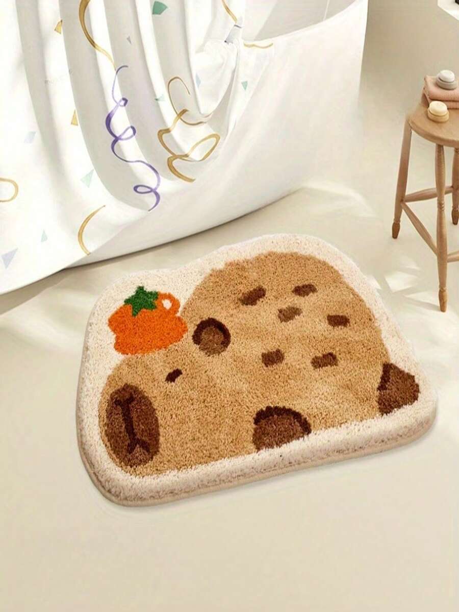 1个棕色仿羊绒水鼠造型柔软靠垫，适用于卧室和浴室，可手洗，易于清洁，不对称水鼠造型设计 - A - 查看 1