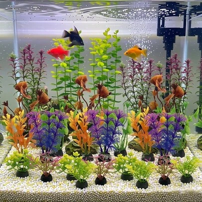26株彩色仿真水生植物，水族箱造景套装，耐用鱼缸装饰植物，逼真水族箱配件，水族箱植物套装，仿真水生植物 - 水族箱装饰，新手鱼缸景观套装