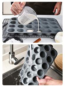 Khuôn nướng silicon - Bộ khuôn làm bánh cupcake chống dính, khuôn bánh tái sử dụng được trong lò nướng và lò vi sóng, dễ lấy bánh ra, dụng cụ làm bánh gấp gọn, quà tặng lý tưởng cho người làm bánh. - Nhiều màu - Xem 4