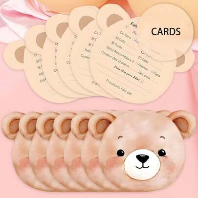 10/30 Thẻ Dự Đoán Hình Gấu Dễ Thương | Ngôn ngữ Pháp, Dự đoán Tên, Kích thước, Cân nặng và Mong muốn khi Sinh, Lý tưởng cho Tiệc mừng em bé sắp chào đời và Tiết lộ Giới tính, Lễ Tình nhân, Lễ hội Carnival