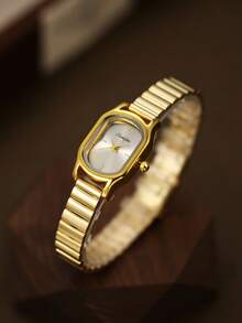 Golden Oval Women's Quartz Watch With Fashionable Temperament Design Art Is A Daily Match For Birthdays And Graduation Gifts - Gold - View 2