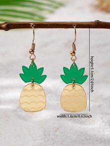 1 Pair Acrylic Pineapple Dangle Earring For Women, Tropical Fruit Theme Jewelry For Vacation And Daily Wear - Pineapple Pendant Earrings - View 3