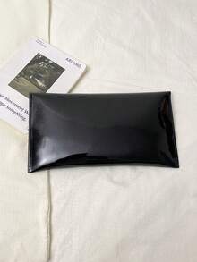 2026新款鳄鱼纹压花信封手拿包，高品质简约腋下包，大容量纯色亮面女士手提包 - 黑色 - 查看 12