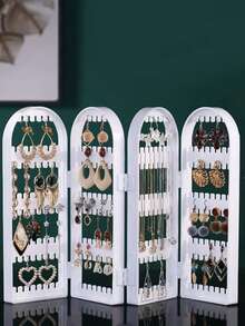 One Earring Display Stand, Foldable Jewelry Necklace Box Organizer - White - View 1