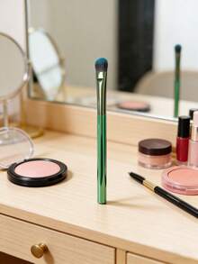 2pcs/1pc Green Handle Eyeshadow Brush Premium Synthetic Bristles Professional Eye Makeup Brush For Eyeshadow Blending & Precision Application - Beauty Tool - Multicolor - View 6