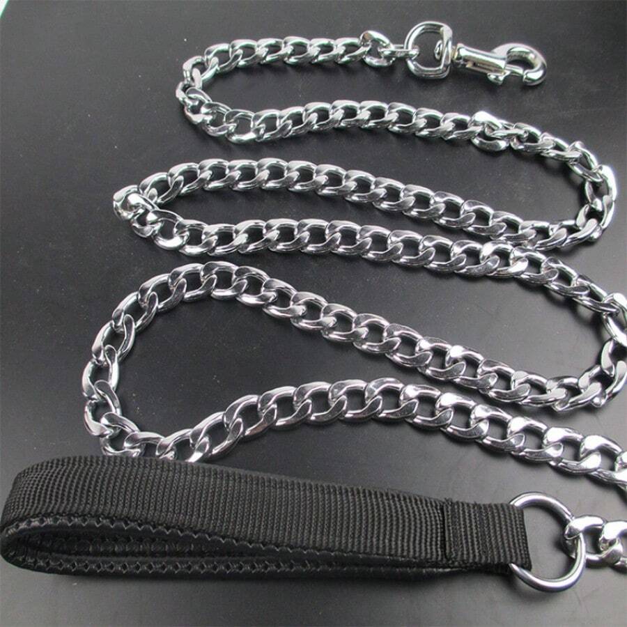 1 dây xích sắt dày 3/3.5mm, tay cầm bằng vải mềm màu đen, dài 1.2m - màu đen - Xem 1