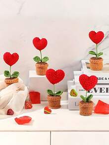 1件手工钩编人造花盆栽，采用合成纱线制成，适合作为母亲节、周年纪念日、生日、情人节礼物，或作为家居/办公室桌面装饰，送给妈妈、朋友、女朋友、爱人、毕业生，也可用于家居装饰、宿舍装饰、学习用品等。 - 彩色 - 查看 1