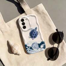 1 pieza de funda protectora para teléfono con borde en forma de ola y carcasa azul creativa compatible con Apple 7/8/X/XR/XSMAX/11/12/13/14/15/16/17 Pro Max, A14/A15/A16/A17/A04/A05/A06/A07/A54/A55/A56/A57/A34/A35A/36/A37/S26/S26Plus/S26Ultra, Transsion SMART7/8/9/10, teléfonos móviles, bolsas, accesorios para móviles, fundas para teléfonos, decoración de interiores, accesorios, fundas transparentes para teléfonos, verano, correas para teléfonos, fundas para teléfonos de hombre, fundas negras para teléfonos, fundas rosas para teléfonos, funda para móvil para hombre, funda para móvil para mujer, protección para teléfonos móviles, accesorios de playa, regal - Estilo (1 pieza) - Ver 6
