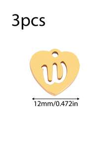 3个/套 心形吊坠 不锈钢英文字母吊坠 A-Z 字母饰品，适用于手工手链、耳环等珠宝制作 - 吊墜 - 查看 10