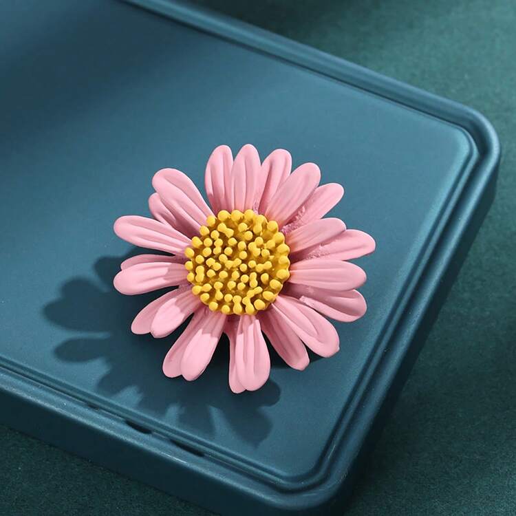 1pc Enameled Yellow Daisy Brooch - Pink - View 4