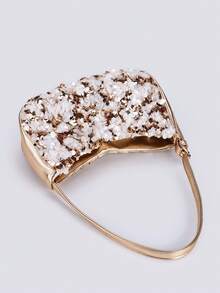 1 chiếc túi đeo vai nữ màu vàng và trắng đính sequin, kiểu dáng thời trang và thanh lịch, túi dự tiệc cao cấp. - Vàng - Xem 7