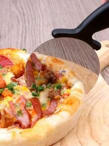 Cortador de tarta, molde de pizza, cortador de pizza, masa de pizza, cortador de masa, cuchilla de cortador de pizza, pala de pizza, cortador de pizza para pasta, cortador de pizza, cortador de tarta - Cortador de rueda de pizza Hyndla, cortador de pizza de acero inoxidable ergonómico con protector para el pulgar - Plata Negro - Ver 5