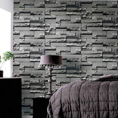 1 cuộn giấy dán tường giả gạch xám, giấy dán tường bóc dán nhanh, giấy dán tường giả đá và gạch, giấy dán tường tự dính có thể di chuyển, thích hợp để trang trí tường, phòng ngủ, trang trí nhà cửa.